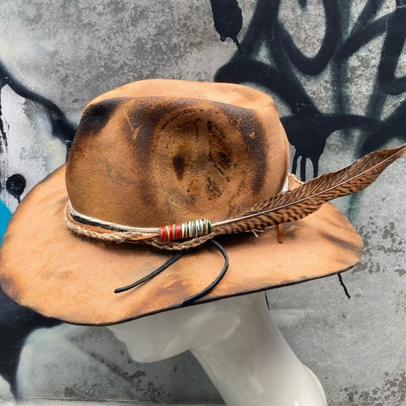 SOLD Funky Distressed Festival Hat - Picture 2 of 13